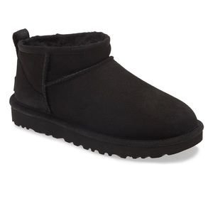 UGG women’s Classic Ultra Mini Booties in black size 12 NEW